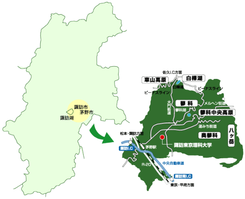 長野県諏訪市・茅野市のラウンドマップ